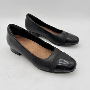 Clarks Women's Juliet Monte Black Leather Slip On Loafers Flats Women's 7